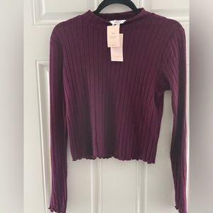 NWT Candie's Soft And Cozy Ribbed Mock Neck Madira Berry Medium